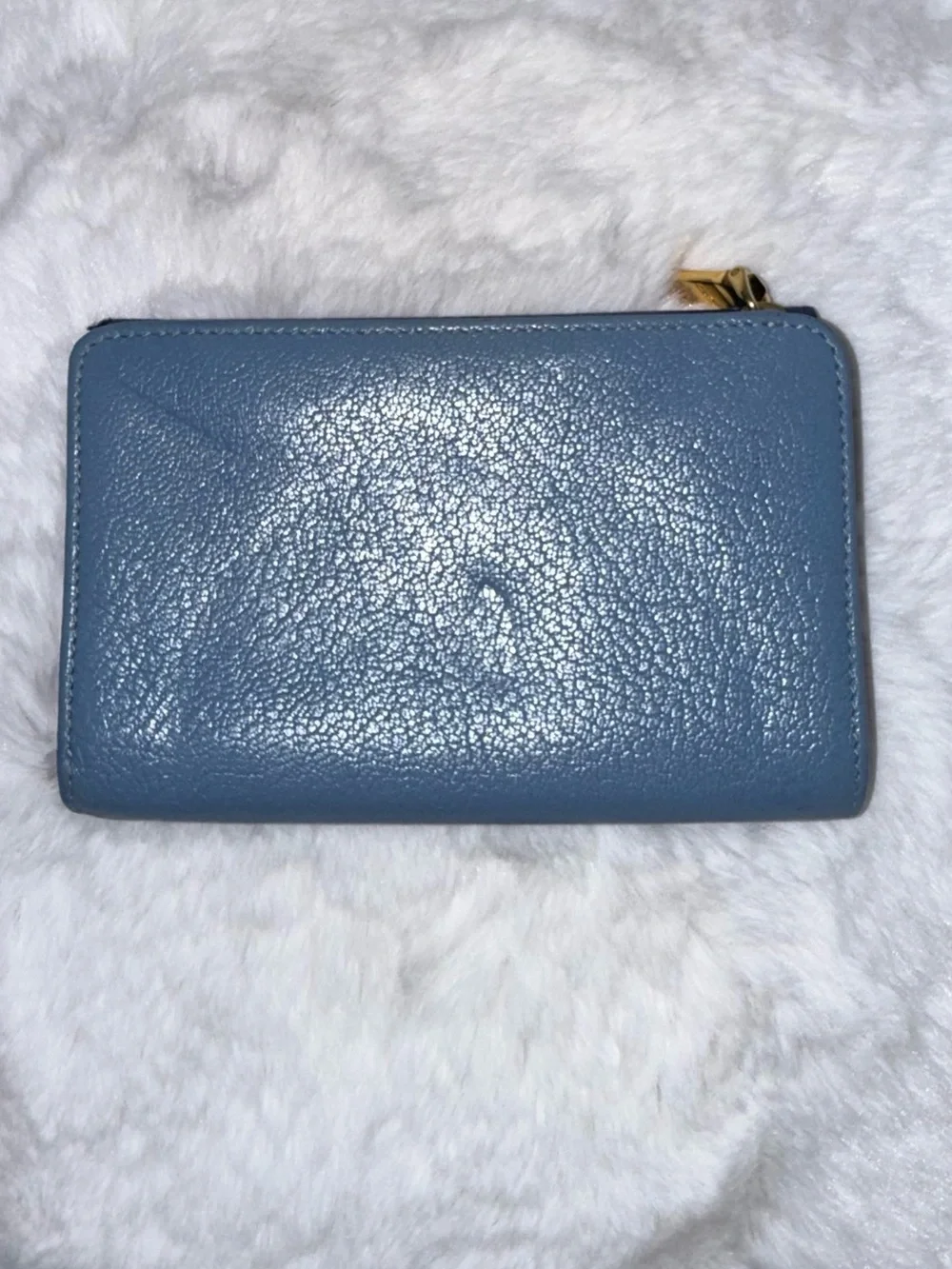 Miu Miu Two-Tone Navy and Light Blue Leather Fold Wallet
